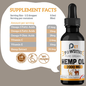 Pet Pawsitive Hemp Oil For Dogs And Cats Max Potency